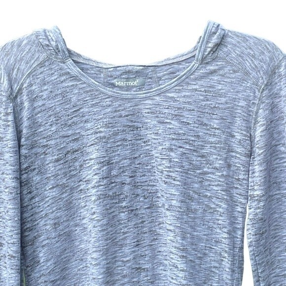 Marmot Gray White Long Sleeve Hooded Top Lightweight Workout, size Small - Picture 2 of 10